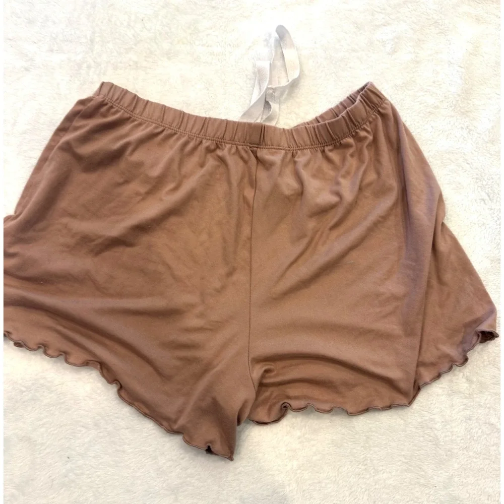 Lot of 2 Womens Born‎ Lounge Shorts Pink Tie Dye and Mauve Lettuce Hem Small